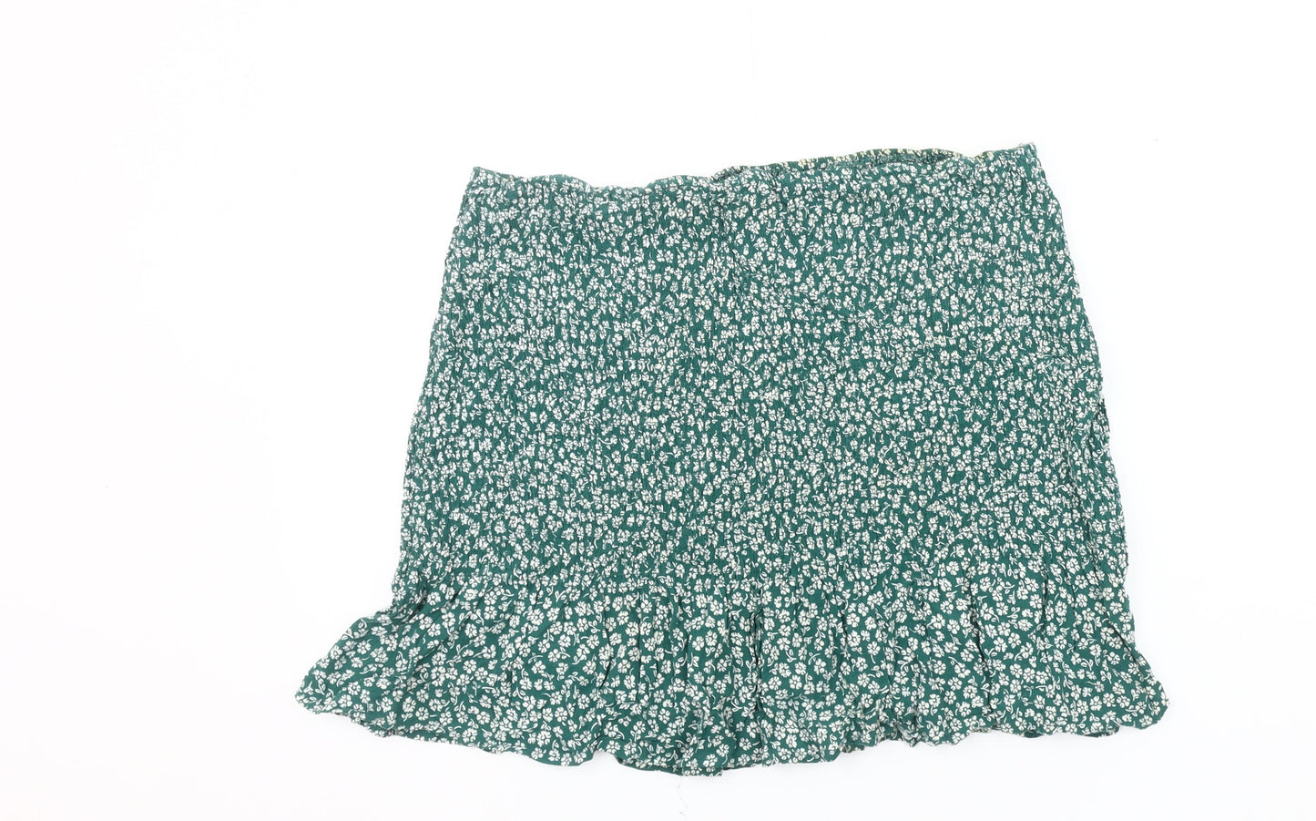 H&M Divided Women's Green Floral A-Line Short Skirt Size L
