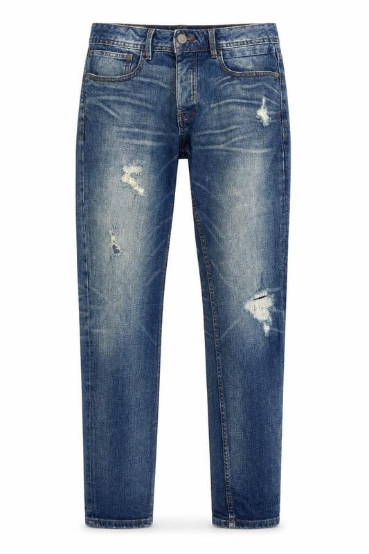 Denim Co. Men's Blue Slim Fit Distressed Skinny Jeans 30x32