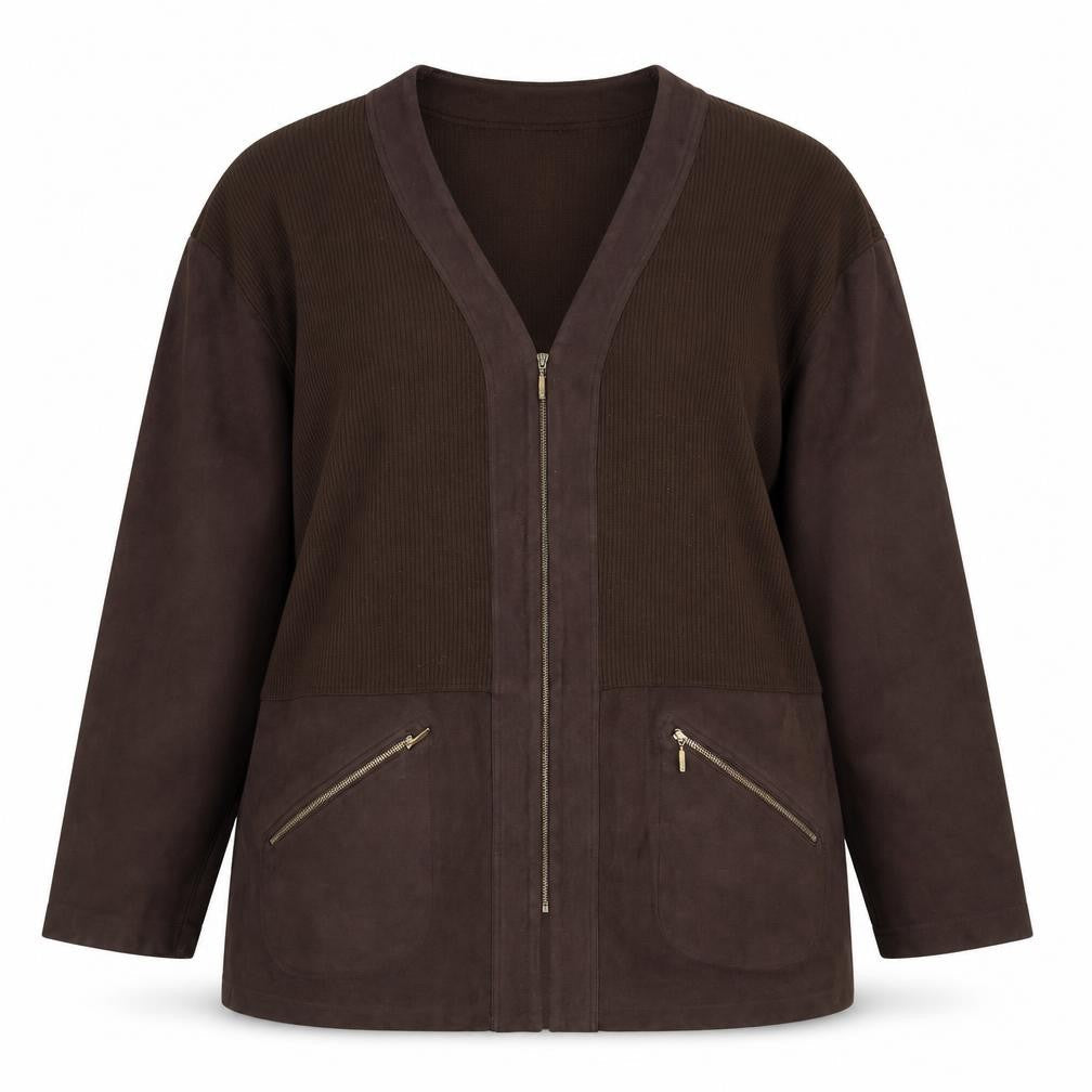 Verse Womens Brown Wool Blend Zip Up Mid-Length Jacket Size 16
