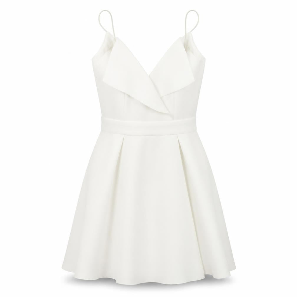 Front view of ASOS Women’s White Fit & Flare Sleeveless Short Dress UK 8