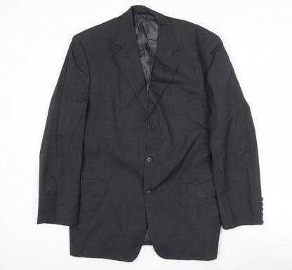 Additional front view of Jaeger Men's Grey Wool Blazer Jacket 42R Classic Fit Formal