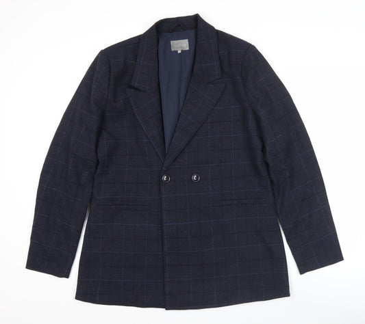 Culture Men's Blue Check Double-Breasted Blazer Jacket Size 40 L