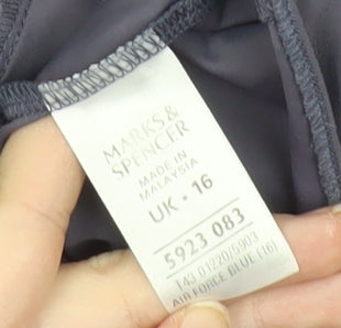 Marks and Spencer Women's Air Force Blue Button-Up Shirt Size 16