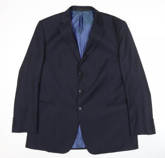 Marks and Spencer Men's Navy Pinstripe Wool Blend Suit Jacket 46L