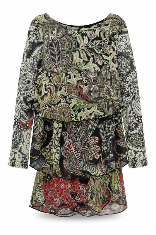 Desigual Women Multicoloured Paisley Long Sleeve Shift Dress S