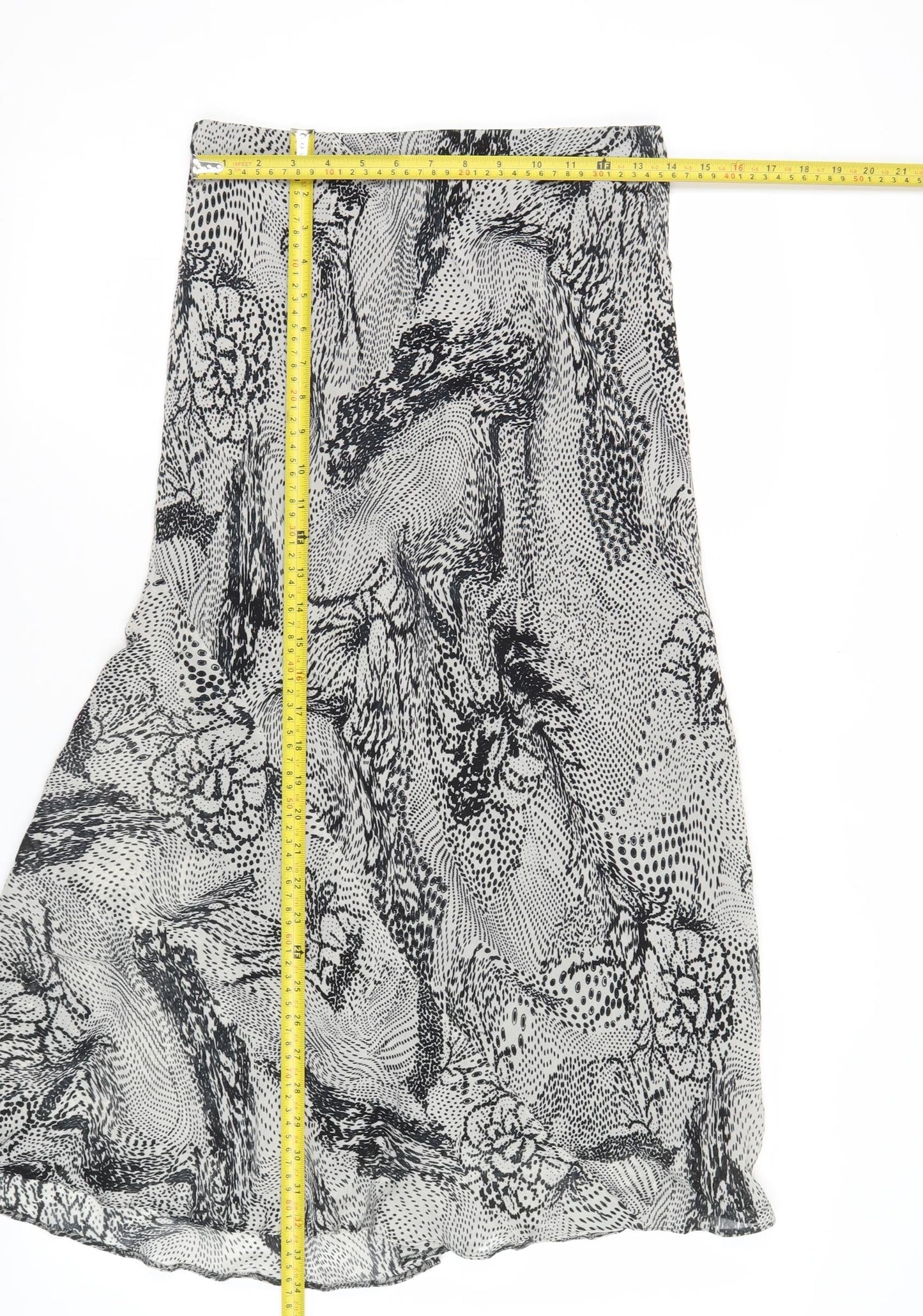 Marks and Spencer Women's Black Floral Asymmetric Chiffon Skirt Size 10