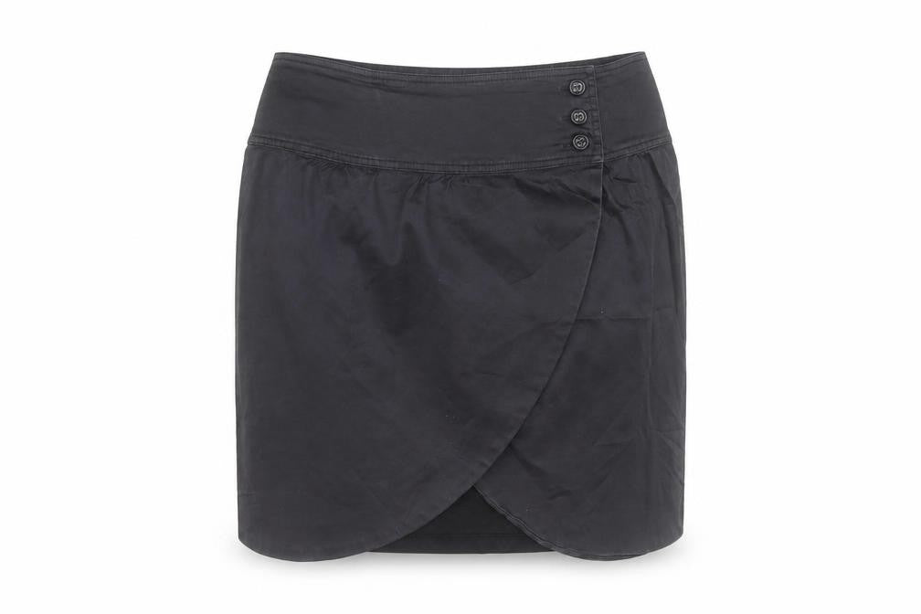 Tiddy Women's Black Wrap Short Skirt Size M Cotton Stretch