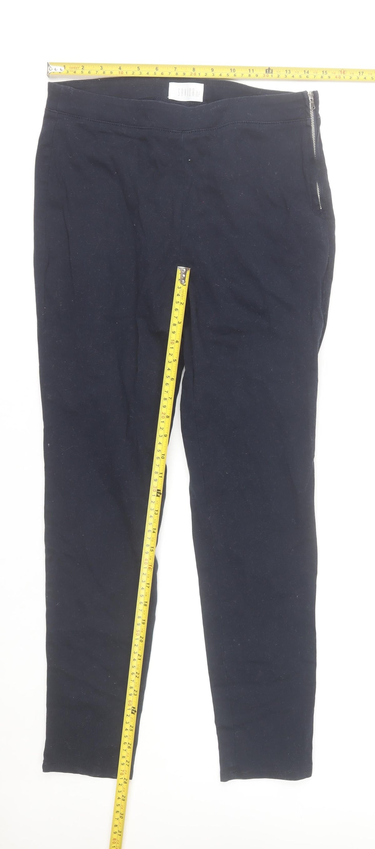Savida Womens Black Slim Fit Cotton Stretch Leggings Size 12