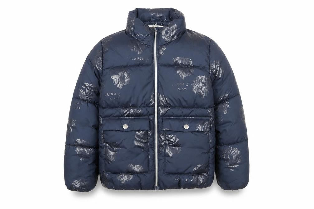H&M Girls Blue Puffer Jacket 8-9 Years Polyester Quilted Winter Coat