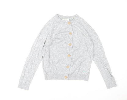 Additional front view of Mantaray Women's Grey Button Cardigan, size 8, Long Sleeve Knit