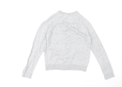 Close-up detail of Mantaray Women's Grey Button Cardigan, size 8, Long Sleeve Knit