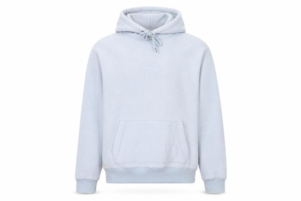 River Island Men's Blue Pullover Hoodie Size S Fleece Logo Design