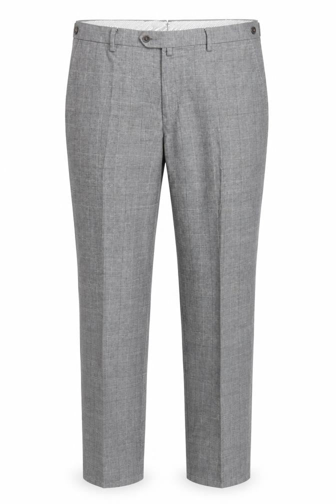 Pedro del Hierro Men's Grey Check Dress Pants Size 36 Regular Fit Cotton
