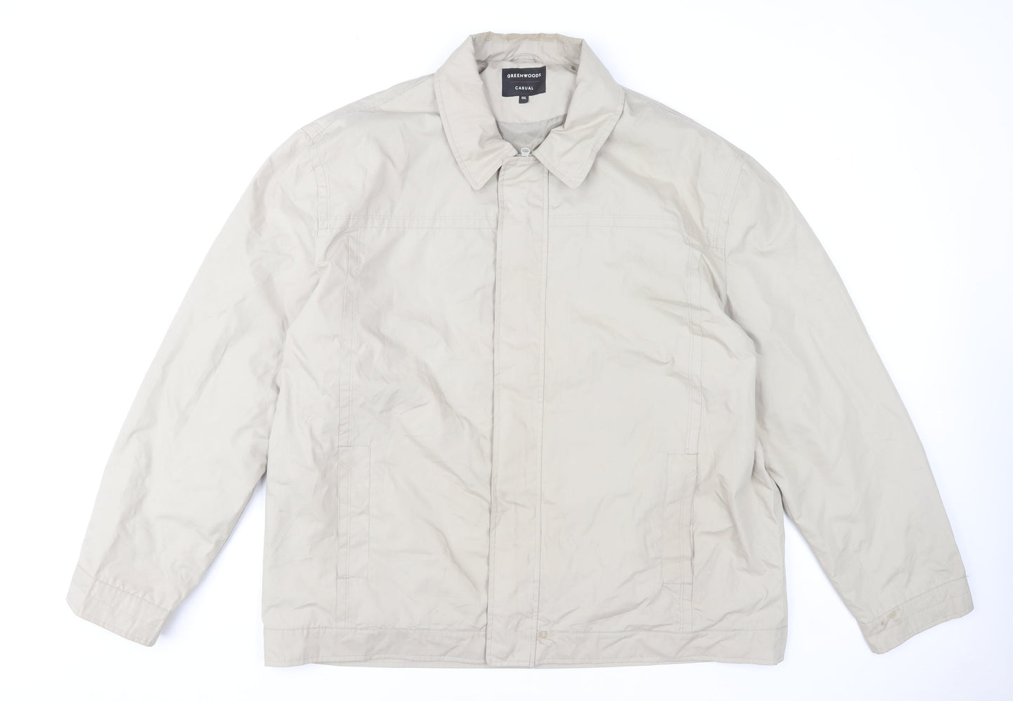 Greenwoods Men's Beige 4XL Basic Casual Jacket with Zip and Pockets