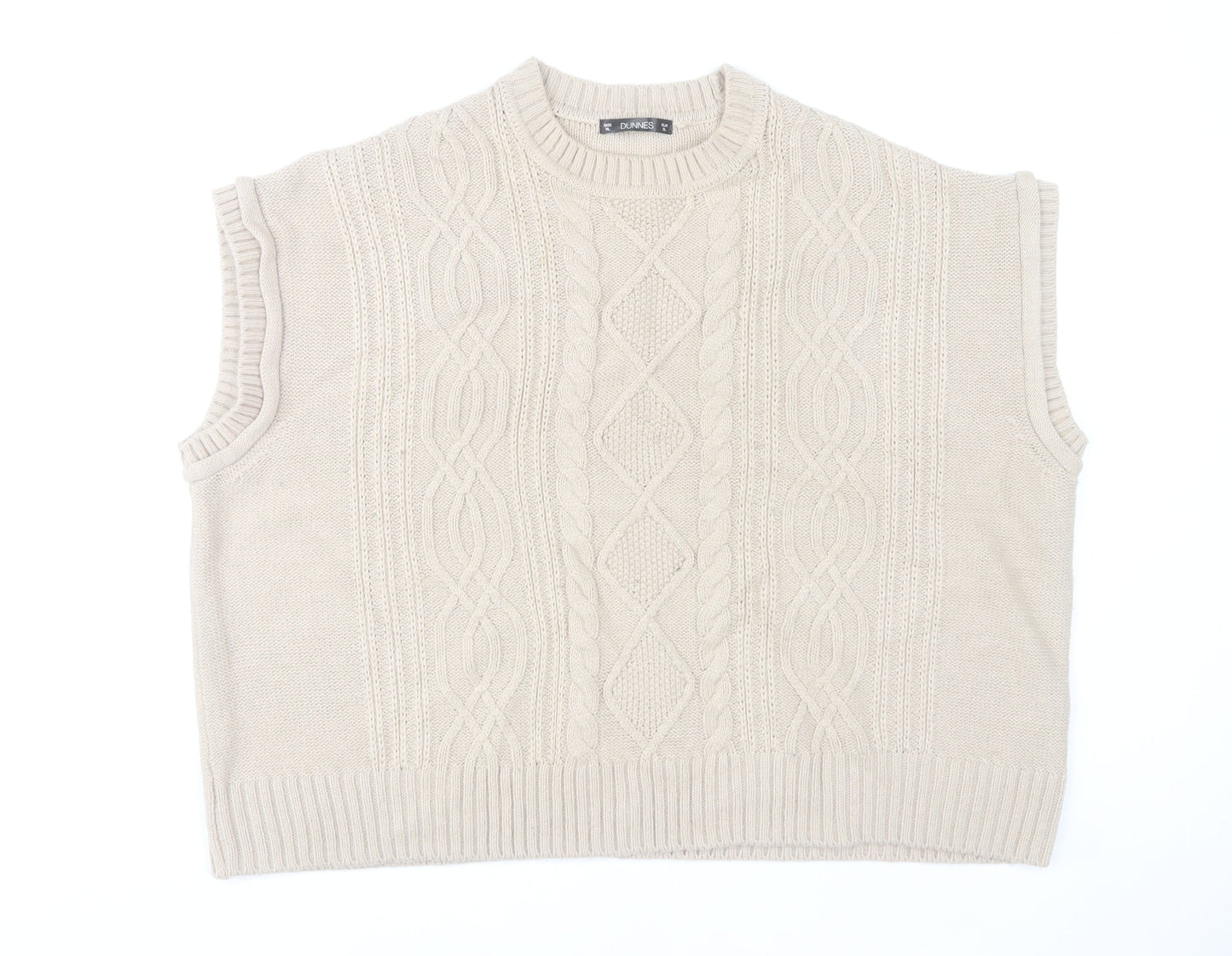 Dunnes Stores Women Beige Acrylic Cable Knit Vest XL
