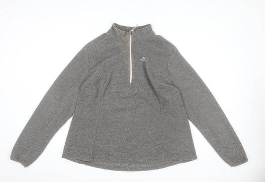 Decathlon Quechua Women Grey 1/4 Zip Fleece Sweatshirt 2XL