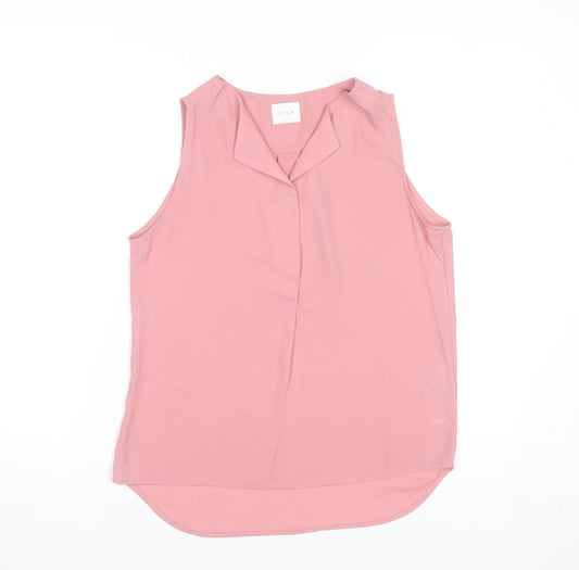 Vila Women's Pink Sleeveless Collared Polyester Blouse XS