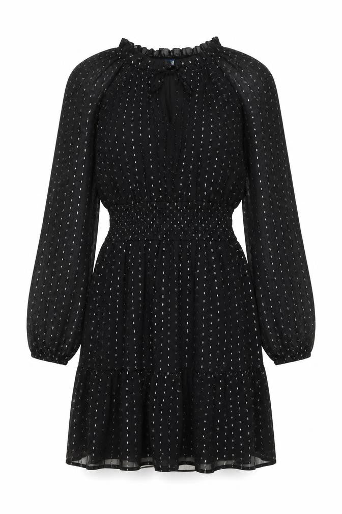 Old Navy Women’s Black Polka Dot Fit & Flare Chiffon Dress M
