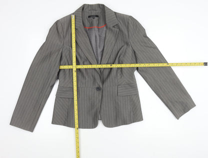 Back view of Dunnes Women Grey Pinstripe Single-Breasted Blazer, size 14, Medium