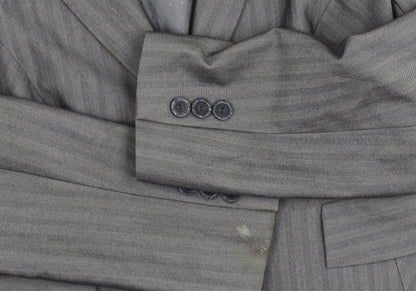 Brand and care label for Dunnes Women Grey Pinstripe Single-Breasted Blazer, size 14, Medium