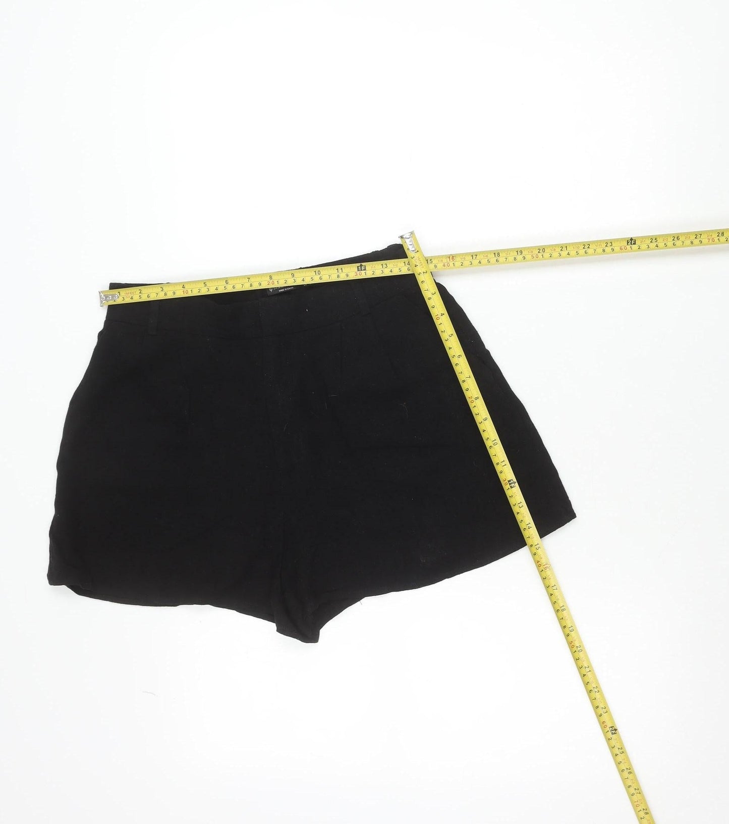 Stradivarius Women's Black Linen Blend Chino Shorts Size 10