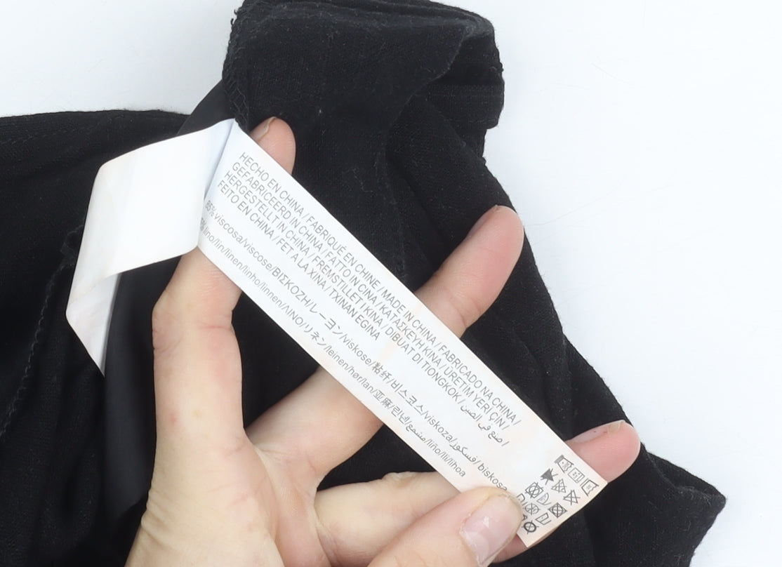 Stradivarius Women's Black Linen Blend Chino Shorts Size 10