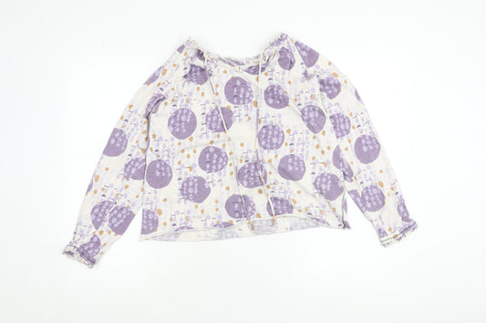 White Stuff Women's Multicoloured Floral Cotton Long Sleeve Blouse Size 12