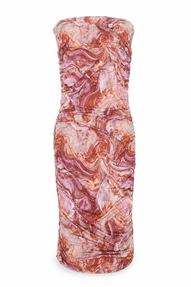 Front view of ASOS Design Women’s Multicoloured Strapless Bodycon Dress, size UK 12, Tall