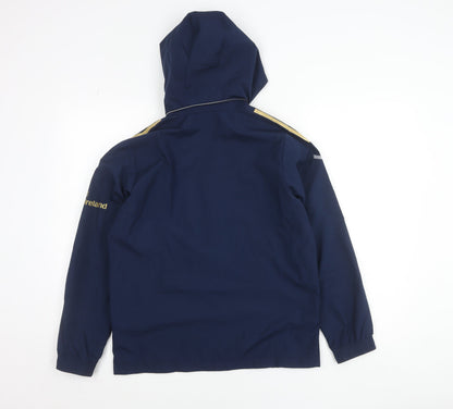 Back view of Adidas boys’ navy leinster rugby hooded windbreaker jacket 11-12 years