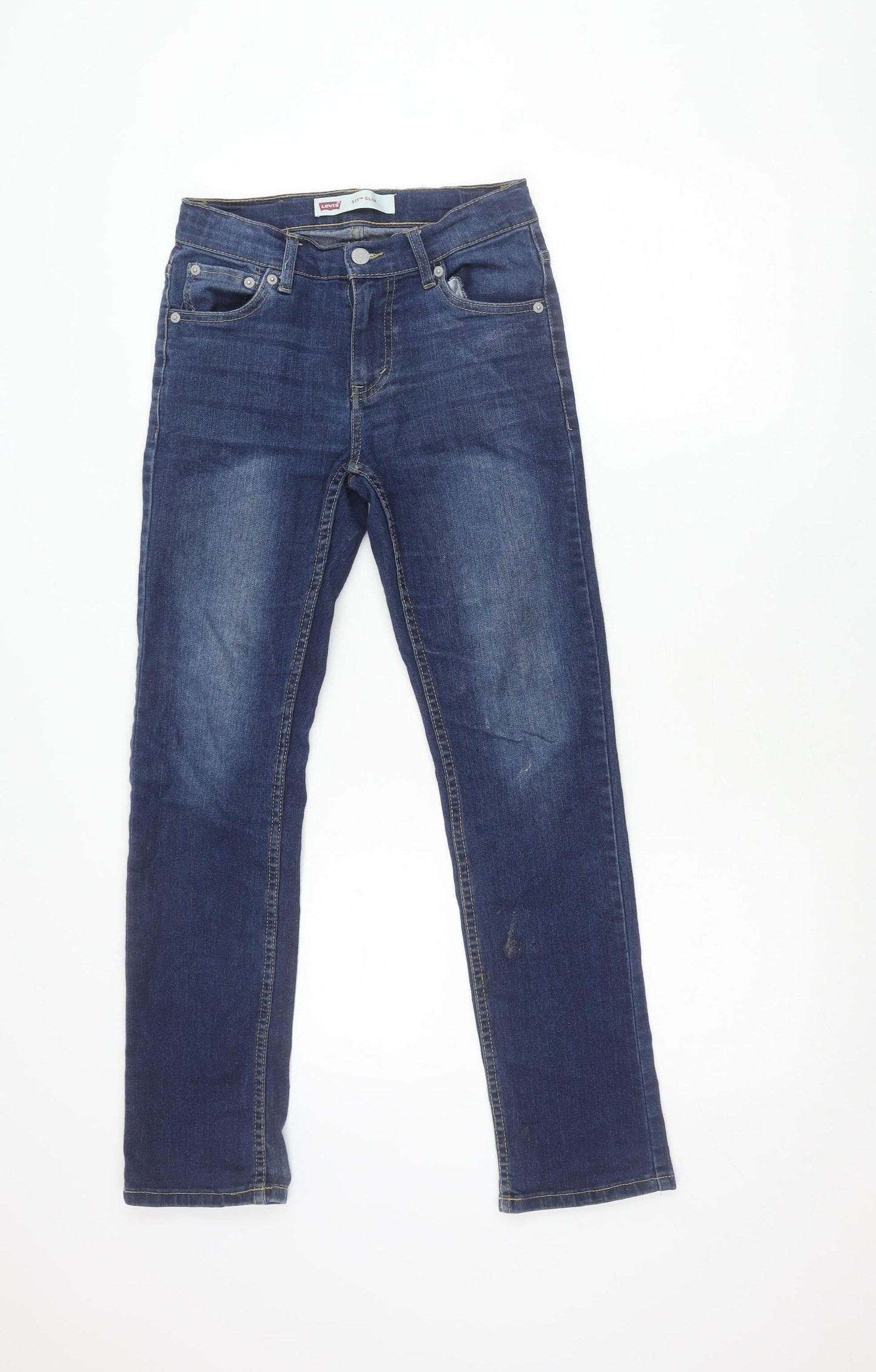 Levi's Girls Blue 511 Slim Jeans Size 12 Years Mid Rise Denim