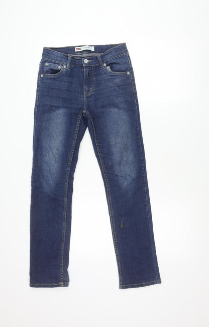 Preloved Levi's Girls Blue 511 Slim Jeans Size 12 Years Mid Rise Denim - Front
