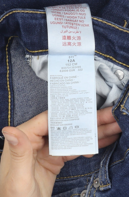 Preloved Levi's Girls Blue 511 Slim Jeans Size 12 Years Mid Rise Denim - Image 5