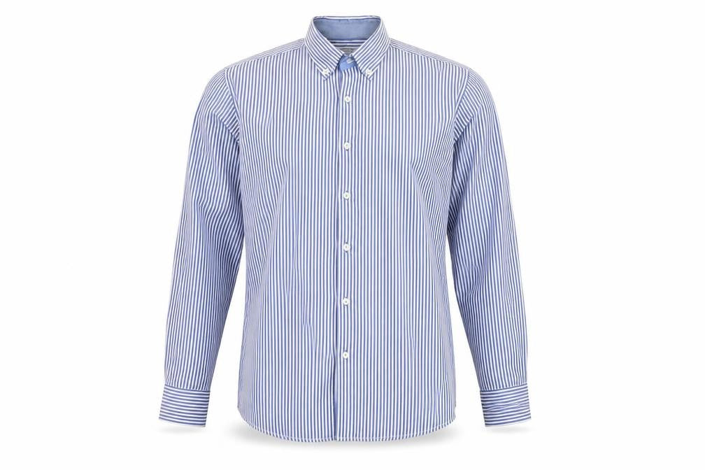 Yachting & Co Men's Blue Striped Cotton Button-Up Shirt L