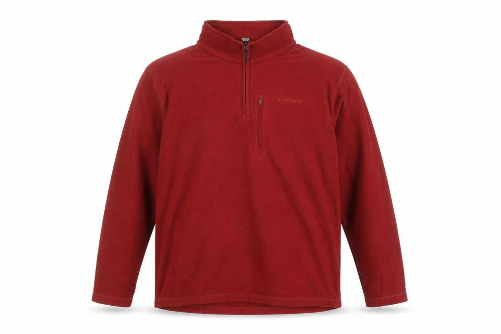 Brasher Mens Red Fleece 1/4 Zip Pullover Sweatshirt XL