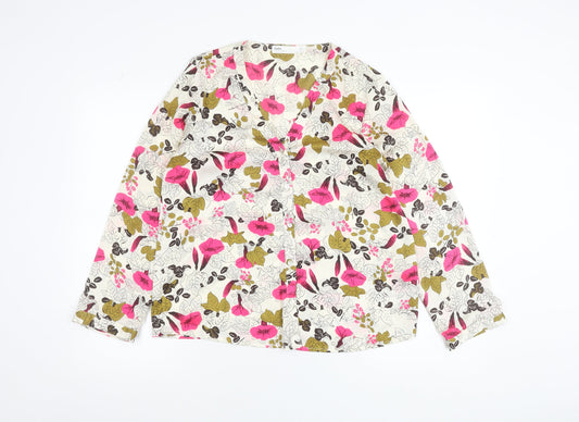 Zara Women Multicoloured Floral Long Sleeve Button-Up Blouse Size 14