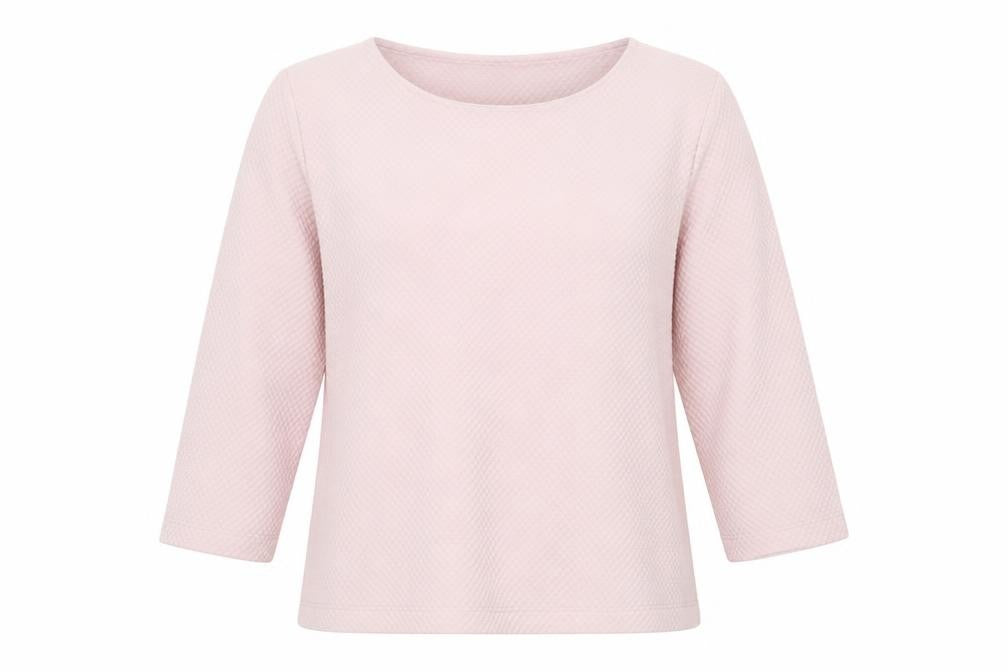 Kelly & Grace Women’s Pink Waffle-Knit 3/4 Sleeve Pullover Jumper L