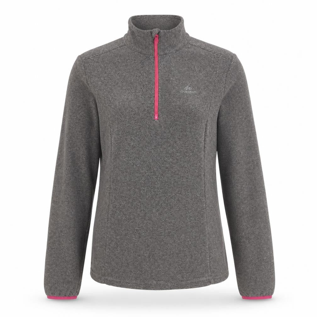 Decathlon Women Grey Fleece 1/2 Zip Lightweight Jacket Size S