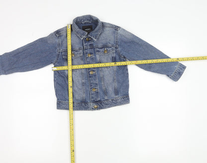 Brand and care label for Next girls’ blue denim jacket 5 years button up classic style