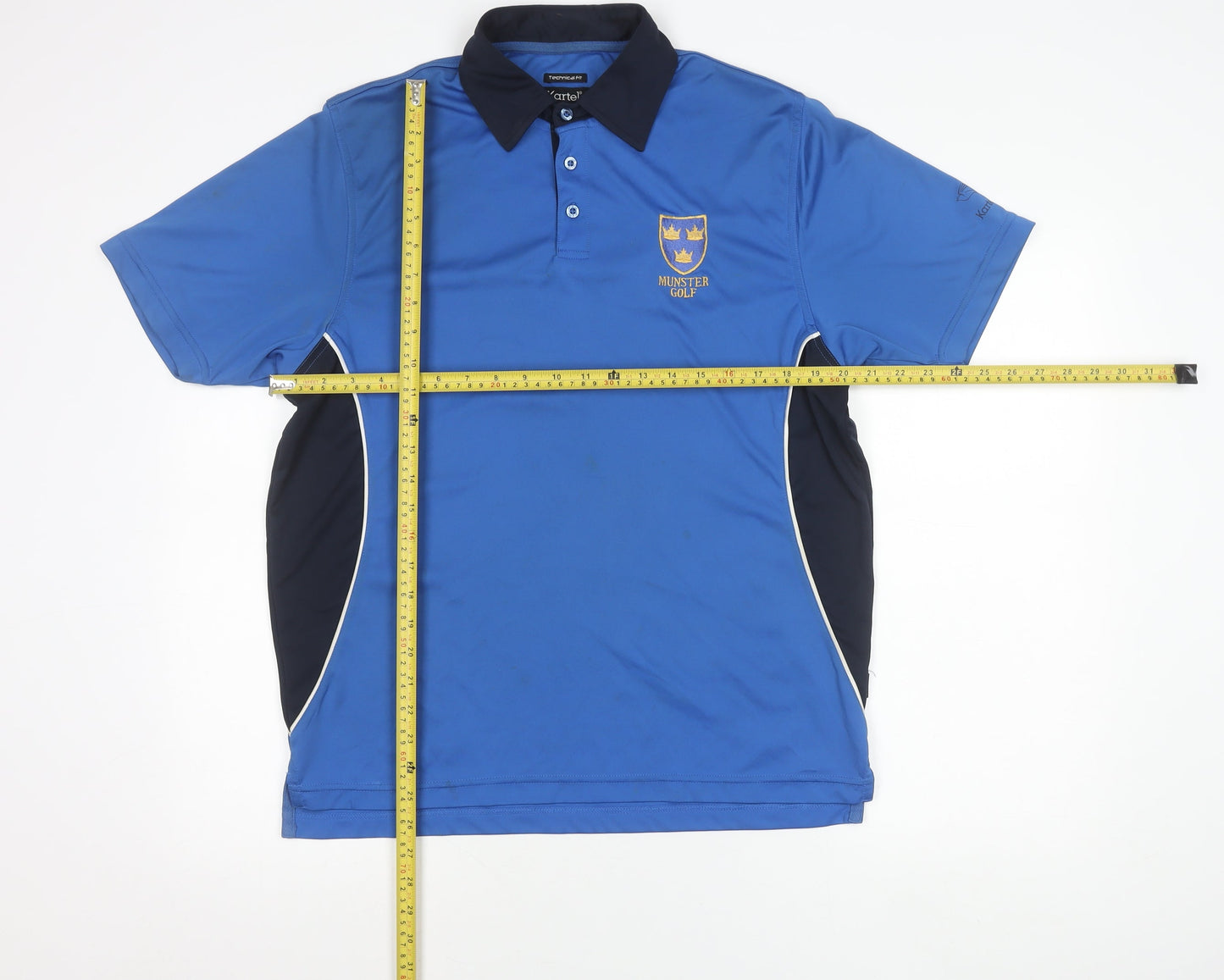 Kartel Mens Blue Polo Shirt L Munster Golf Technical Fit Short Sleeve