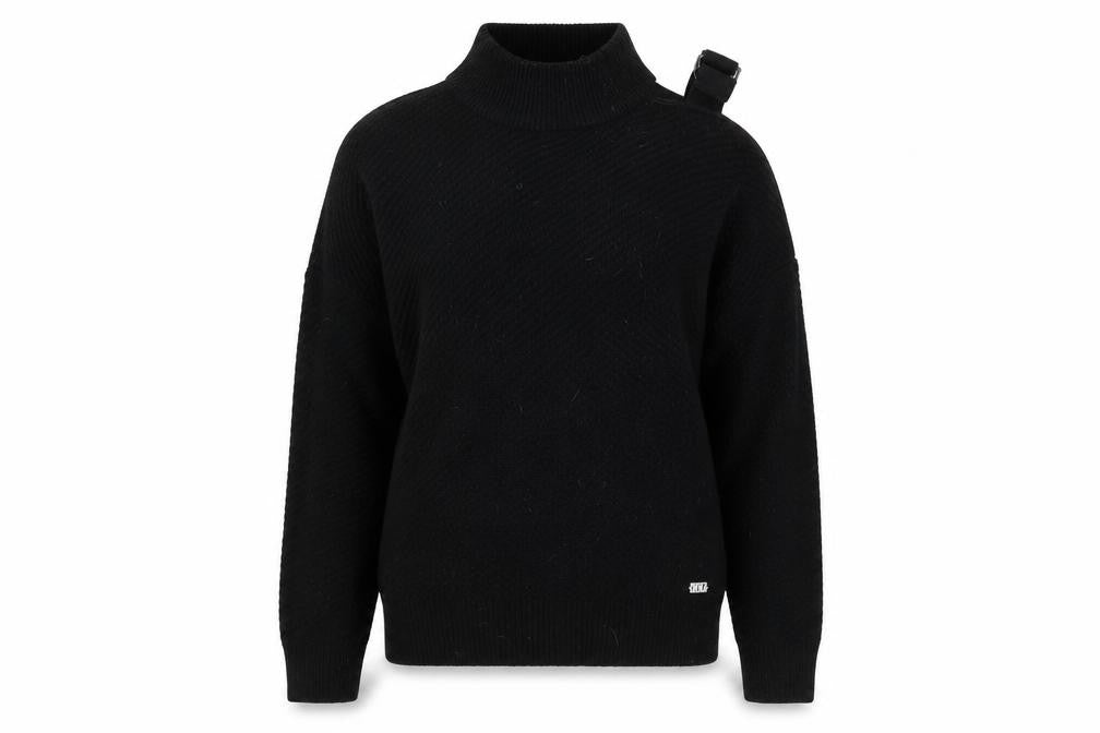DKNY Women's Black Mock Neck Knit Pullover Jumper Size 12