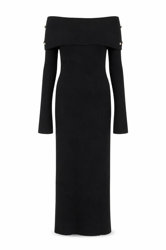 Lipsy London Women Black Off Shoulder Bodycon Long Sleeve Dress Size 10