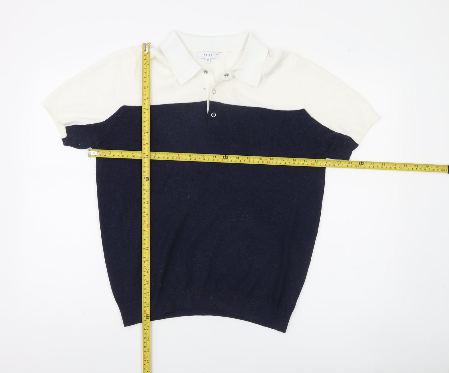 Reiss Men's Multicoloured Cotton Silk Short Sleeve Polo M