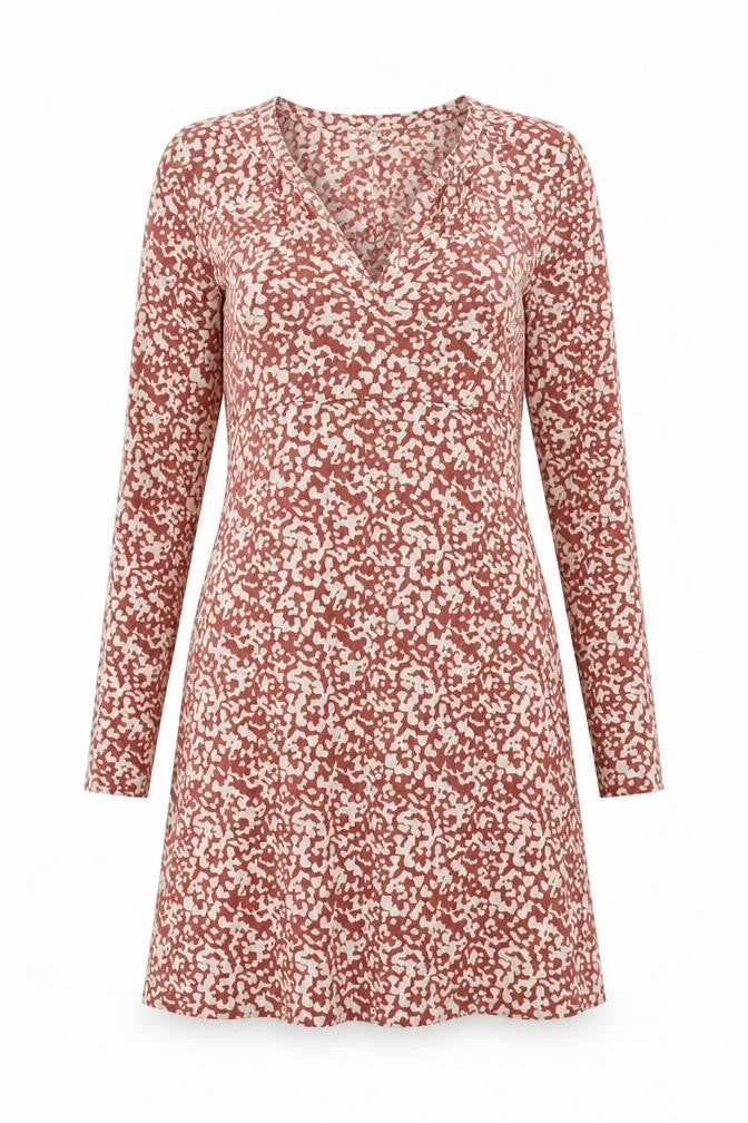 Topshop Women Brown Geometric A-Line Knit Dress Size 12