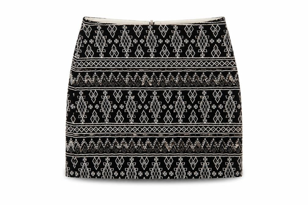 Atmosphere Womens Black Geometric Sequin Pencil Mini Skirt Size 8