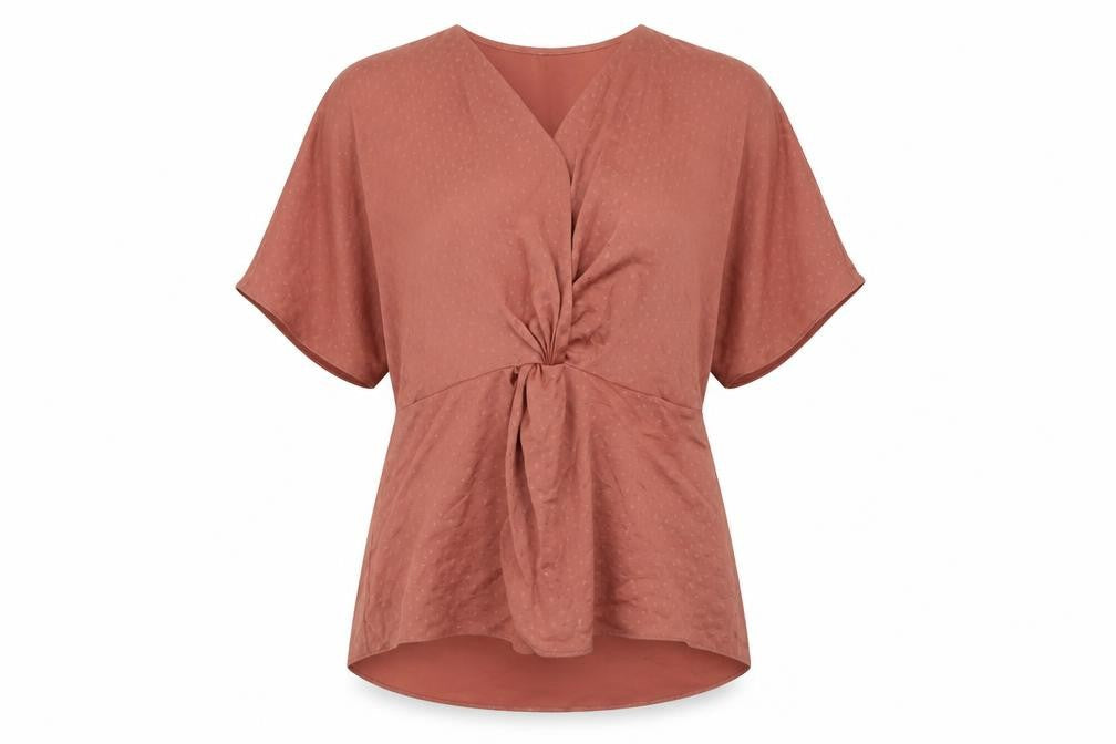 River Island Women’s Brown Wrap Blouse Size 10 Short Sleeve