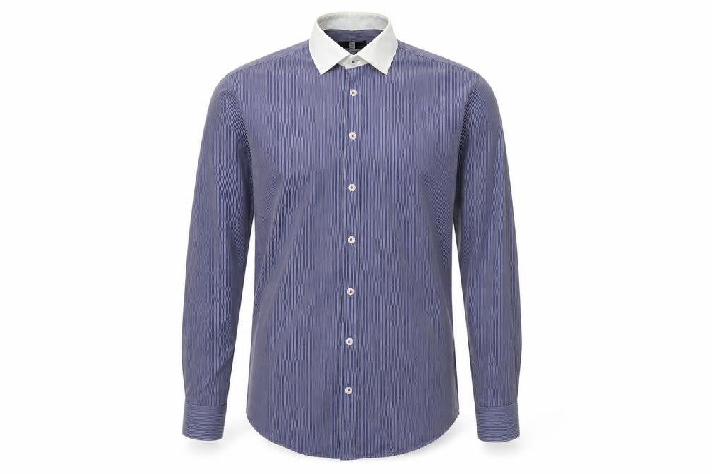 Peter Werth Men’s Blue Striped Cotton Long Sleeve Button-Up Shirt 15.5
