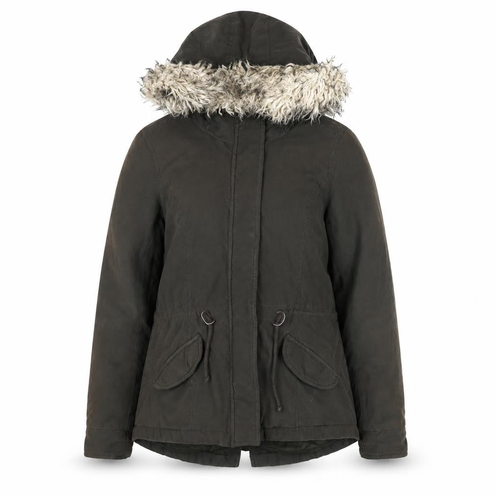 Only Women's Green Faux Fur Hooded Parka Jacket Size S