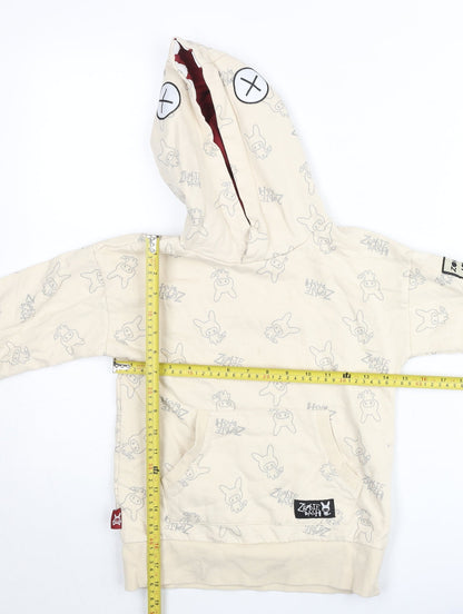 Back view of Zombie Dash boys’ beige graphic pullover hoodie 9 years