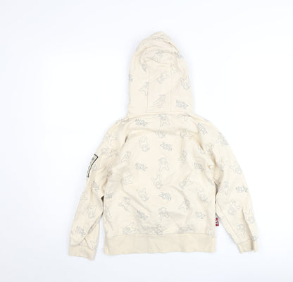 Close-up detail of Zombie Dash boys’ beige graphic pullover hoodie 9 years