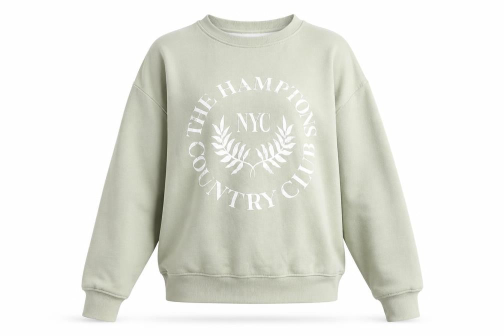 Dunnes Women’s Sage Green XS Pullover Sweatshirt The Hamptons Print